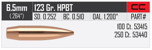 100 NOSLER J-4 .264-123 HPBT