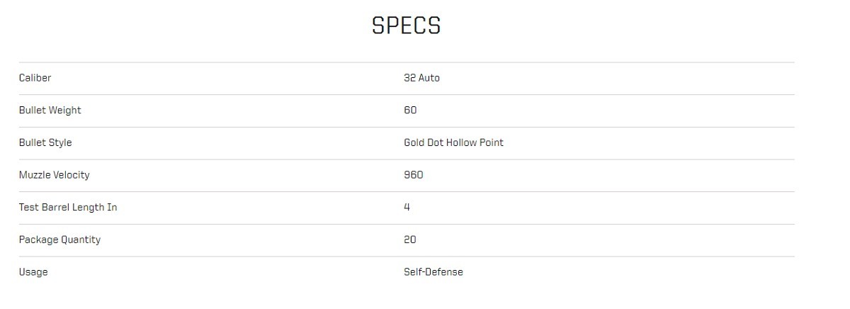 SPEER 23604GD GOLD DOT HIGH- PERFORMANCE AMMO .32 AUTO 60GR