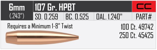 100 NOSLER J-4 .243-107 HPBT