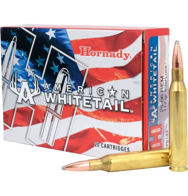 HORNADY8144 AMERICAN WHITETAIL AMMO .25-06REM 117GR INTERLOC