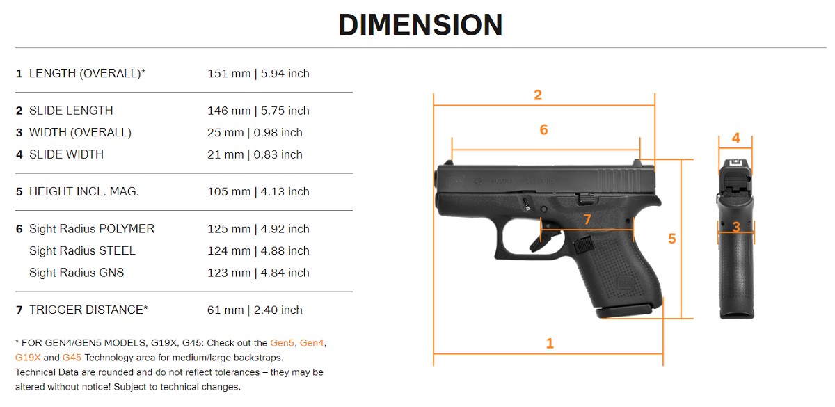 GLOCK PISTOLE 42 .380 AUTO