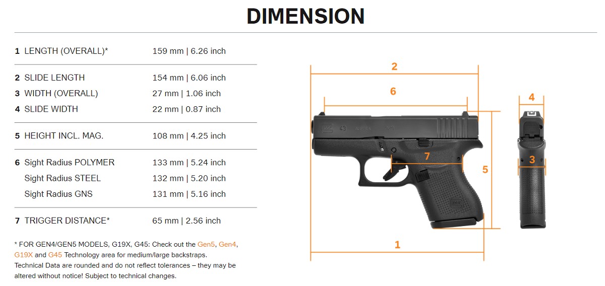 GLOCK PISTOLE 43 9MM LUGER