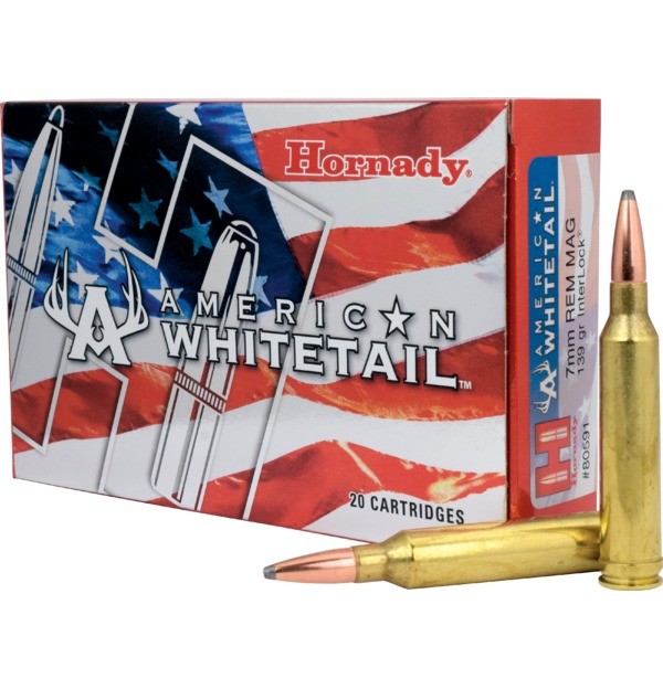 HORN. 80591 AMERICAN WHITETAIL AMMO 7MM REM MAG 139GR INTERL